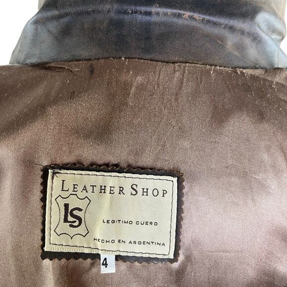 Vtg Argentinian Leather Jacket Sz L Full Zip Solid Heavy -Leather Shop. EUC READ - Picture 11 of 16